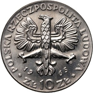 PRL, 10 Zloty 1965, VII wieków Warszawy, PRÓBA, Nickel