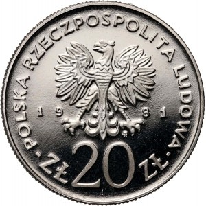 Volksrepublik Polen, 20 Zloty 1981, Barbakan in Krakau, PRÓBA, Nickel