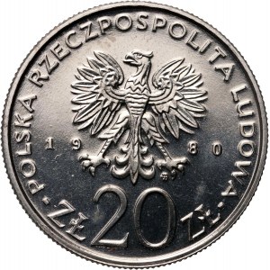 Polská lidová republika, 20 zlatých 1980, Hry XXII. olympiády, SAMPLE, nikl