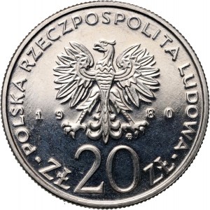PRL, 20 złotych 1980, 50 lat Daru Pomorza, PRÓBA, nikiel