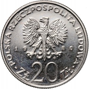 People's Republic of Poland, 20 gold 1980, 50 years of the Dar Pomorza, SAMPLE, nickel