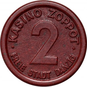 Free City of Gdansk, 2 guilders token, KASINO ZOPPOT - Casino Sopot