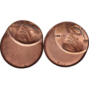 Vereinigte Staaten, Satz, 2 x 1 Cent, Abraham Lincoln, Münzzerstörung