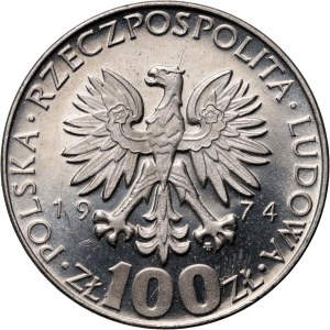 PRL, 100 złotych 1974, Maria Skłodowska-Curie, PRÓBA, nikiel