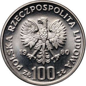 PRL, 100 zlotých 1980, tetrov, PRÓCE, nikel