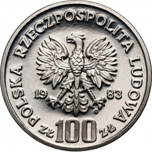 PRL, 100 złotych 1983, Niedźwiedź, PRÓBA, nikiel