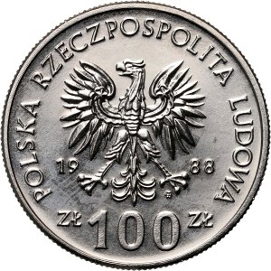 PRL, 100 Zloty 1988, 70. Jahrestag des Großpolnischen Aufstands, PRÓBA, Nickel