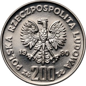 Volksrepublik Polen, 200 Zloty 1980, Kasimir I. der Wiederhersteller Halbpfosten, PROBE, Nickel