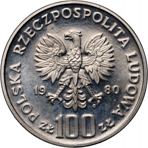 PRL, 100 złotych 1980, 50 lat Daru Pomorza, PRÓBA, nikiel