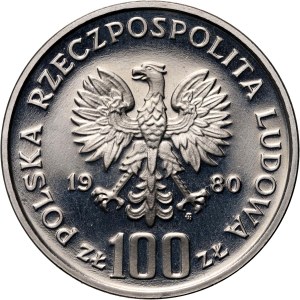 Polská lidová republika, 100 zlatých 1980, XXII. olympijské hry, SAMPLE, nikl