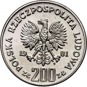 People's Republic of Poland, 200 gold 1981, Boleslaw II the Bold, SAMPLE, nickel