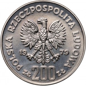 Poľská ľudová republika, 200 zlotých 1979, Mieszko I, polovičná figúra, PRÓBA, nikel