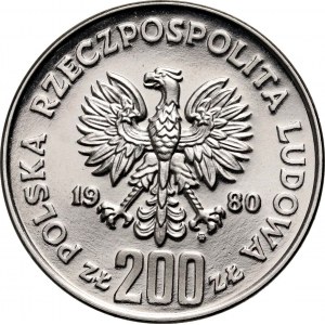 Volksrepublik Polen, 200 Zloty 1980, Boleslaw I. der Tapfere Halbpfosten, MUSTER, Nickel