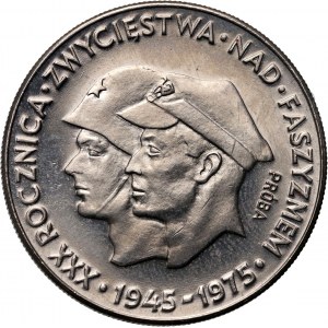 Volksrepublik Polen, 200 Gold 1975, Soldaten - Sieg über den Faschismus, MUSTER, Nickel