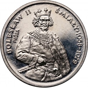 Poľská ľudová republika, 200 zlotých 1981, Boleslav II Smelý, polopostava, SAMPLE, nikel