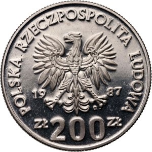 Volksrepublik Polen, 200 Zloty 1987, Fußballmeisterschaft 1988, PRÓBA, Nickel
