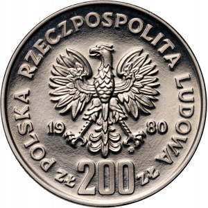 People's Republic of Poland, 200 gold 1980, Lake Placid Olympic Games, SAMPLE, nickel