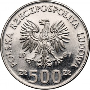 Polská lidová republika, 500 zlotých 1987, Kazimír III Veliký, SAMPLE, nikl