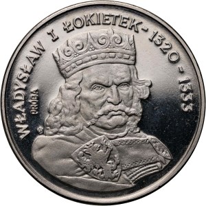 Polská lidová republika, 500 zlotých 1986, Władysław I Łokietek, PRÓBA, nikl