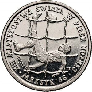 PRL, 200 złotych 1985, XIII MŚ w piłce nożnej - Meksyk`86, PRÓBA, nikiel