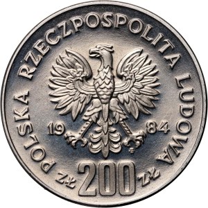PRL, 200 złotych 1984, XIV ZIO Sarajewo, PRÓBA, nikiel