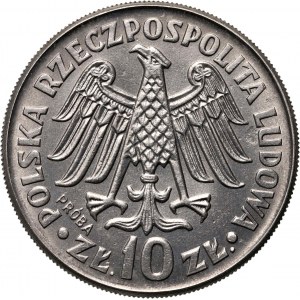 PRL, 10 złotych 1964, Kazimierz Wielki - napis wklęsły, PRÓBA, nikiel