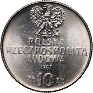 People's Republic of Poland, 10 gold 1967, Karol Swierczewski, PRÓBA, nickel
