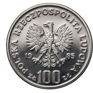 Polská lidová republika, 100 zlotých 1985, Przemysław II, PRÓBA, nikl