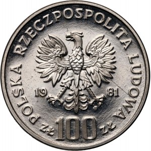 PRL, 100 Zloty 1981, Pferd, PRÓBA, Nickel