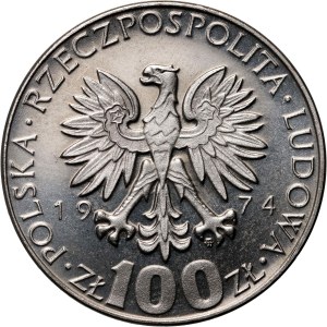 PRL, 100 złotych 1974, Maria Skłodowska-Curie, PRÓBA, nikiel