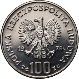 Poľská ľudová republika, 100 zlotých 1978, losia hlava, PRÓBA, nikel