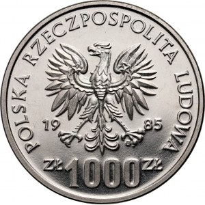 Polská lidová republika, 1000 zlotých 1985, Przemysław II, PRÓBA, nikl