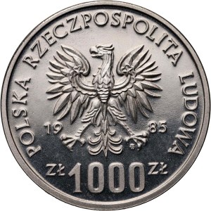 Poľská ľudová republika, 1000 zlotých 1985, veverička, vzorka, nikel