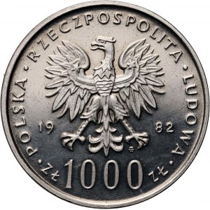 Volksrepublik Polen, 1000 Zloty 1982, Johannes Paul II, MUSTER, Nickel