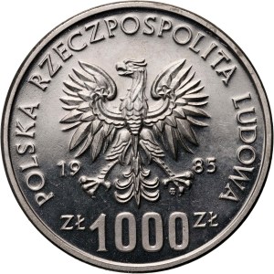 PRL, 1000 złotych 1985, 40 lat ONZ, PRÓBA, nikiel