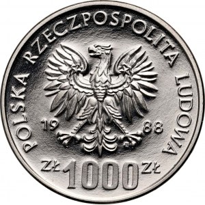 PRL, 1000 Zloty 1988, Jadwiga, PRÓBA, Nickel