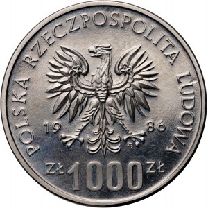PRL, 1000 złotych 1986, Władysław I Łokietek, PRÓBA, Nikiel