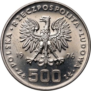 Polská lidová republika, 500 zlotých 1976, Kazimierz Pulaski, PRÓBA, nikl