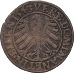 Slezsko, knížectví legnicko-brzeské, Fridrich II., penny 1543, Brzeg, KALKOWSKI
