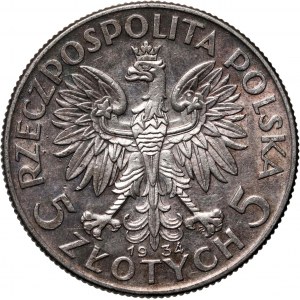II RP, 5 zlotých 1934, Varšava, Hlava ženy