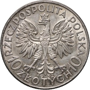 II RP, 10 zloty 1932, London, Head of a Woman