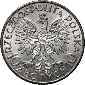 II RP, 10 zlotých 1932, Londýn, Hlava ženy