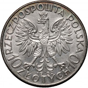 II RP, 10 zlotých 1932, Londýn, Hlava ženy