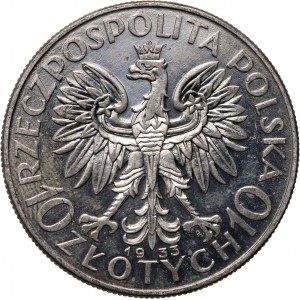 II RP, 10 Zloty 1933, Warschau, weiblicher Kopf