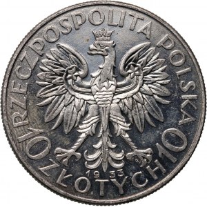 II RP, 10 zlotých 1933, Varšava, ženská hlava