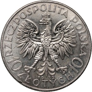 II RP, 10 zloty 1932, Head of a Woman, Warsaw.