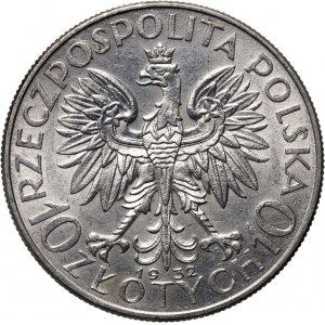 II RP, 10 zloty 1932, Head of a Woman, Warsaw.