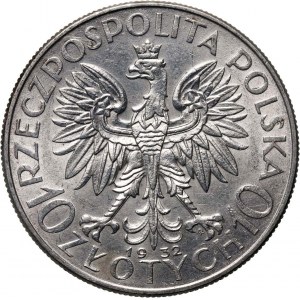 II RP, 10 zlotých 1932, Hlava ženy, Varšava