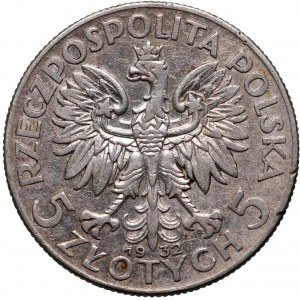 II RP, 5 złotych 1932 ze znakiem mennicy, Warszawa, Głowa kobiety