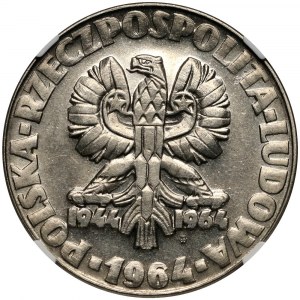 PRL, 10 zl. 1964, Sierp i kielnia, PRÓBA, nikel, so značkou mincovne